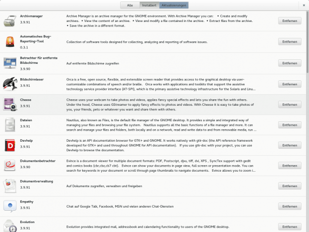 Überblick über installierte Anwendungen